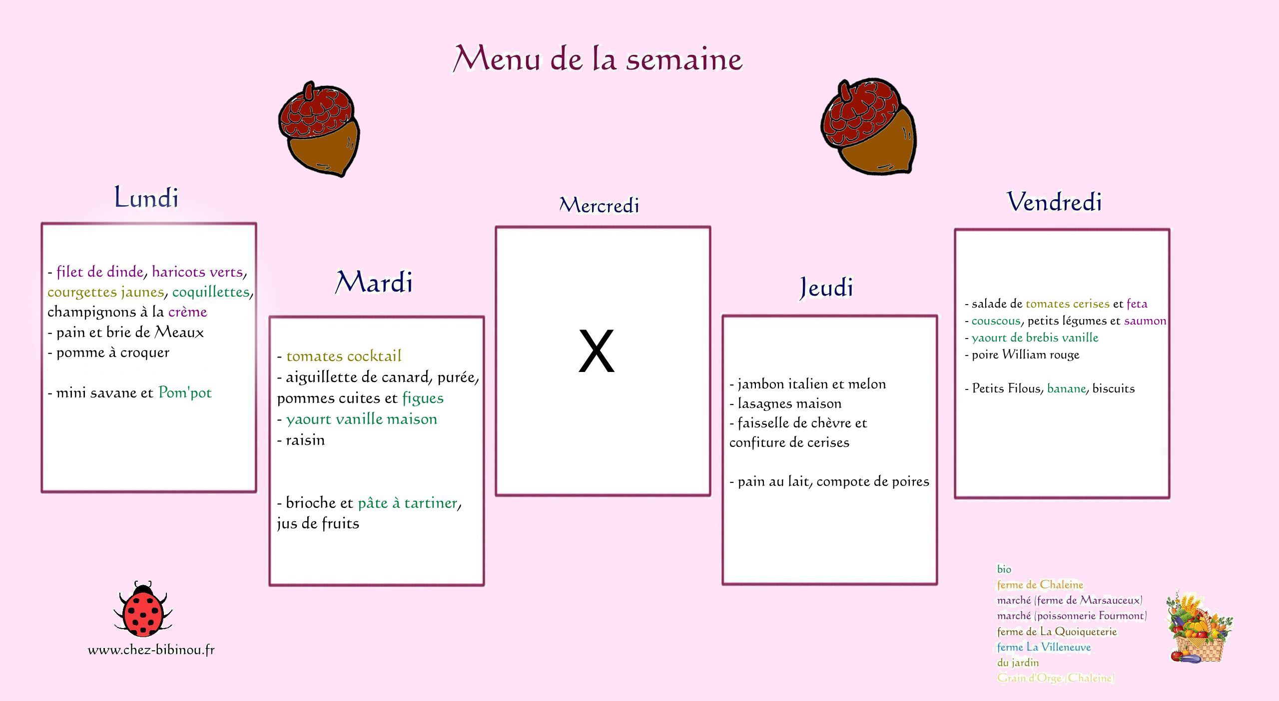 Menu du 10 au 14 octobre